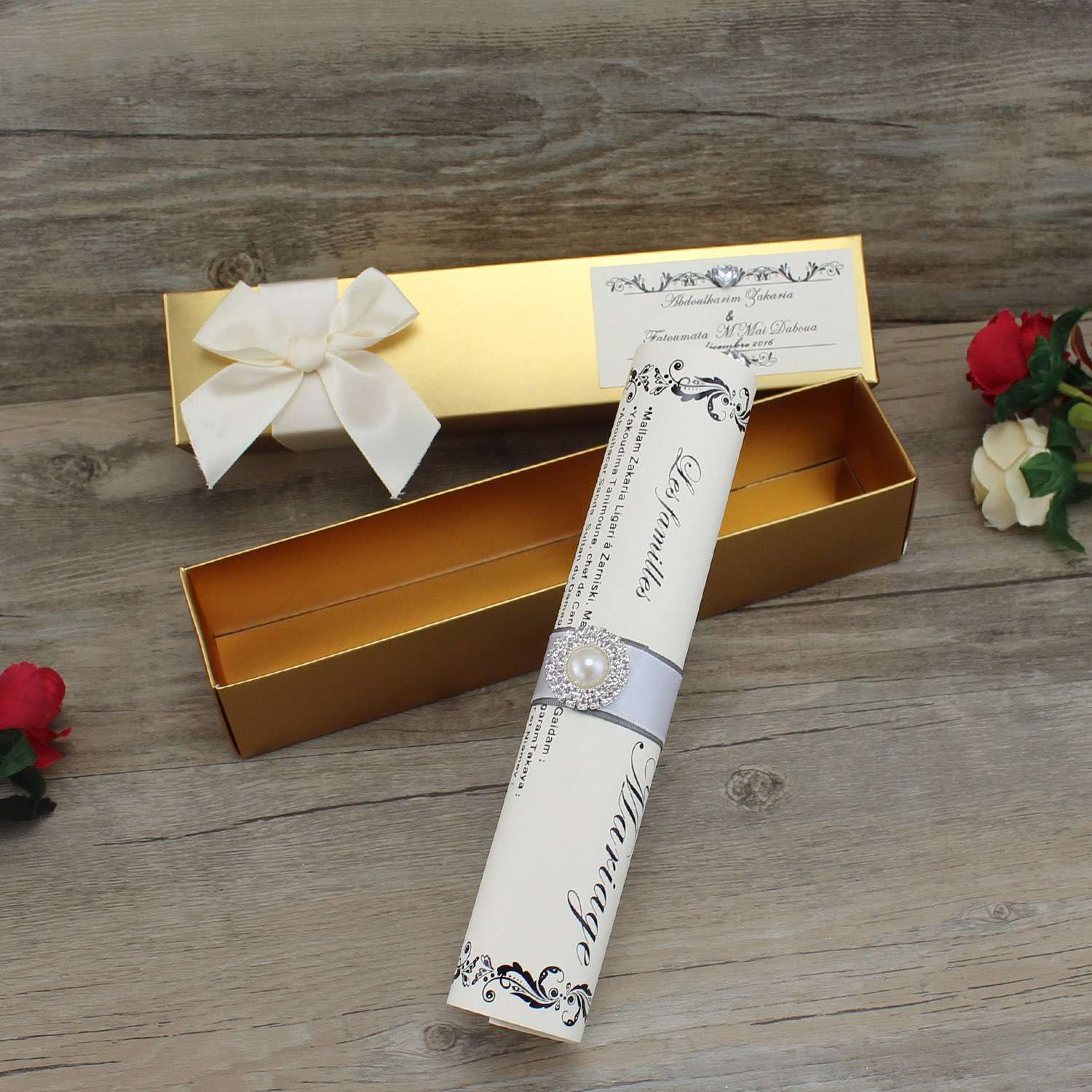 Scroll Invitation With Golden Box Wedding Invitation Card  Slap-up Invitation